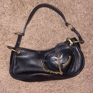 Black and Gold Leather Juicy Couture Heart Purse